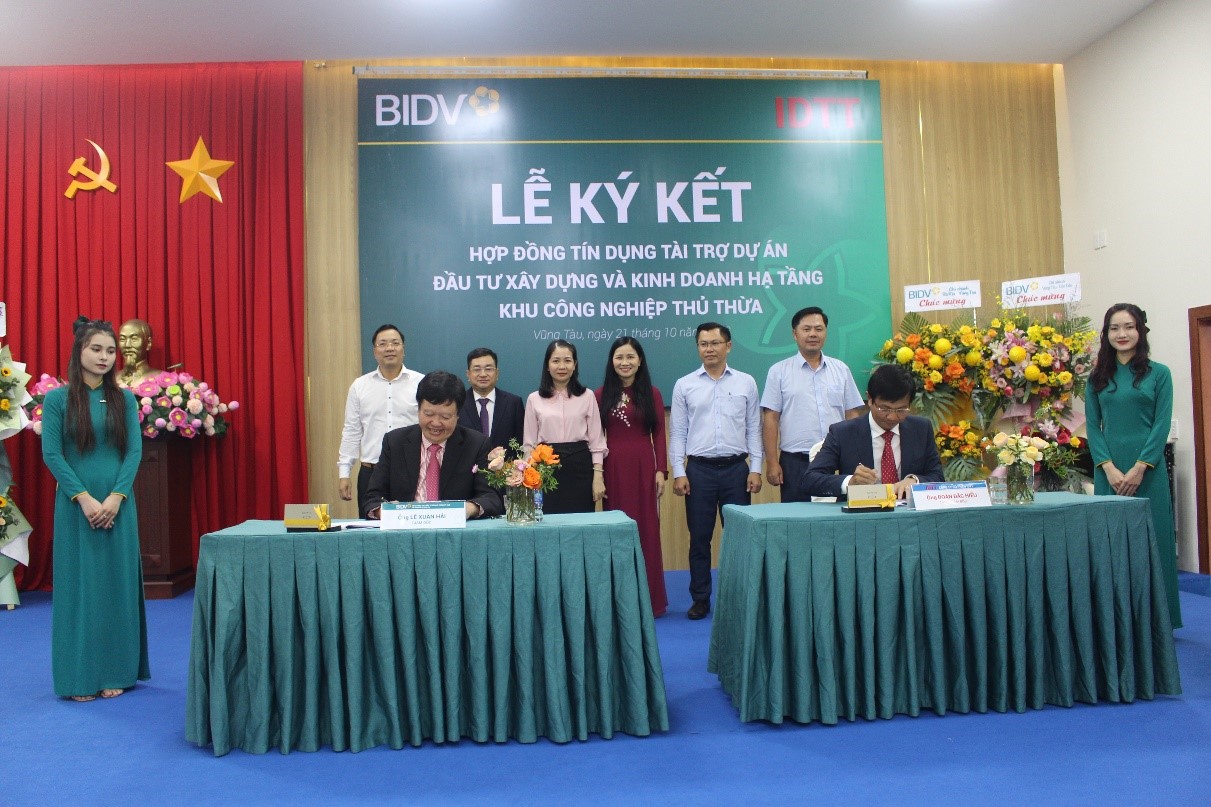CÔNG TY CỔ PHẦN IDTT VÀ NGÂN HÀNG BIDV CHI NHÁNH BÀ RỊA – VŨNG TÀU KÝ KẾT HỢP ĐỒNG TÍN DỤNG TÀI TRỢ DỰ ÁN KHU CÔNG NGHIỆP THỦ THỪA